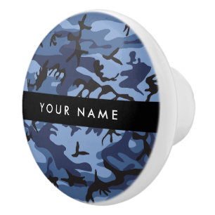 Navy Blue Camouflage Your name Personalise Ceramic Knob