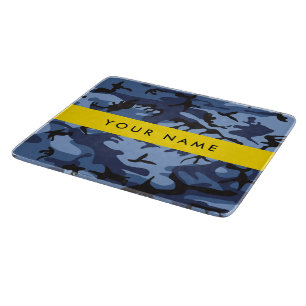 Navy Blue Camouflage Your name Personalise Cutting Board