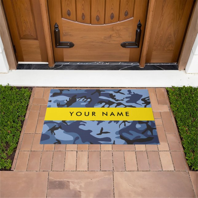Navy Blue Camouflage Your name Personalise Doormat (Outdoor)