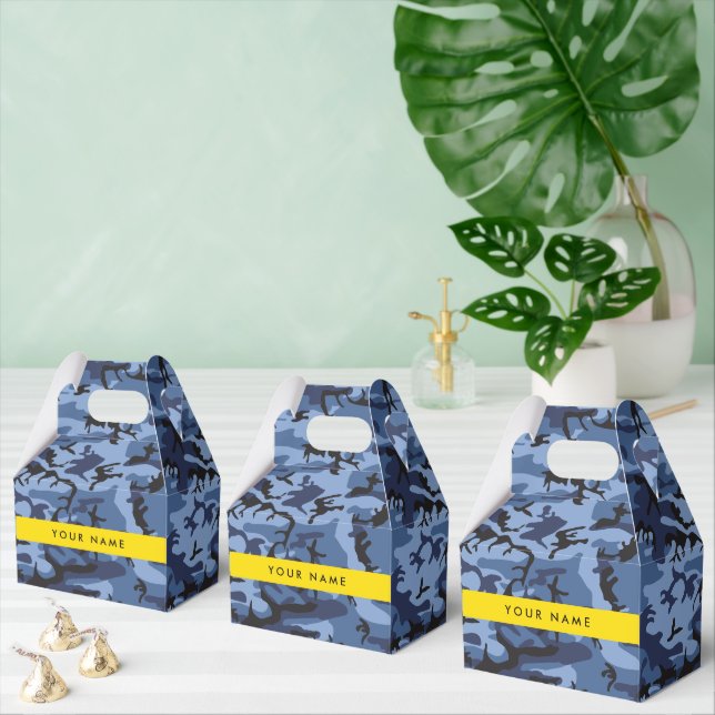 Navy Blue Camouflage Your name Personalise Favour Box (Multiple)
