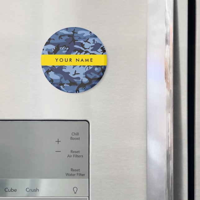 Navy Blue Camouflage Your name Personalise Magnet (In Situ (Fridge))