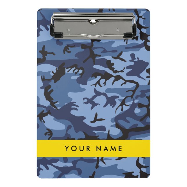Navy Blue Camouflage Your name Personalise Mini Clipboard (Front)