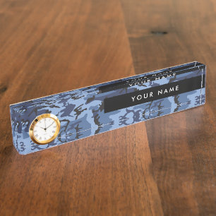 Navy Blue Camouflage Your name Personalise Nameplate