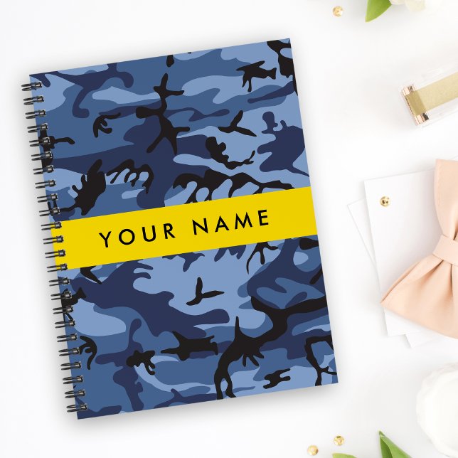 Navy Blue Camouflage Your name Personalise Notebook (Creator Uploaded)