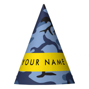 Navy Blue Camouflage Your name Personalise Party Hat