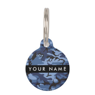 Navy Blue Camouflage Your name Personalise Pet Tag