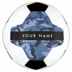 Navy Blue Camouflage Your name Personalise Soccer Ball