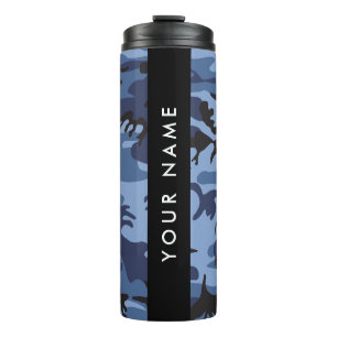 Navy Blue Camouflage Your name Personalise Thermal Tumbler