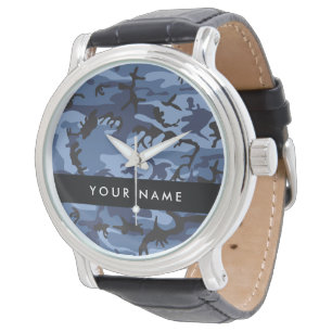 Navy Blue Camouflage Your name Personalise Watch