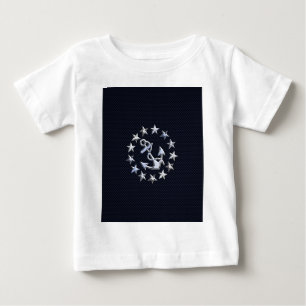 Navy Blue Carbon Fiber Nautical Yacht Flag Print Baby T-Shirt