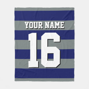 Navy Blue Charcoal Team Jersey Preppy Stripe Fleece Blanket