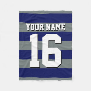 Navy Blue Charcoal Team Jersey Preppy Stripe Fleece Blanket
