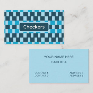 Navy Blue Checkers Checkered Business Card