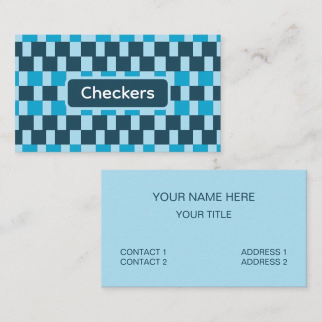 Navy Blue Checkers Checkered Business Card (Front/Back)