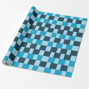 Navy Blue Checkers Chequered Wrapping Paper