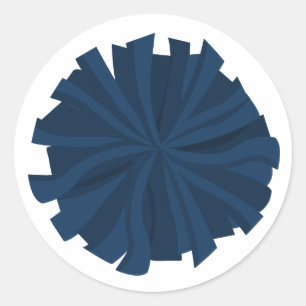 Navy Blue Cheerleader Pom Pom Classic Round Sticker