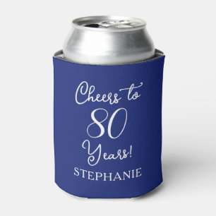 Navy Blue Cheers to 80 Years 80th Birthday Can Cooler