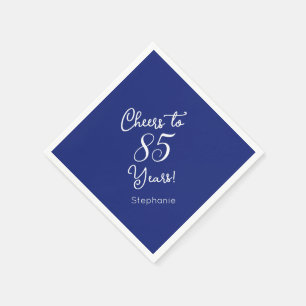 Navy Blue Cheers to 85 Years 85th Birthday Napkin