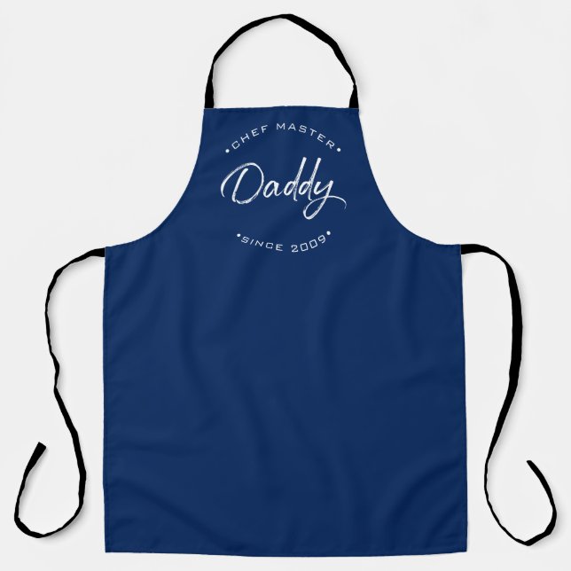 Navy blue Chef Master Daddy Personalised Year Apron (Front)
