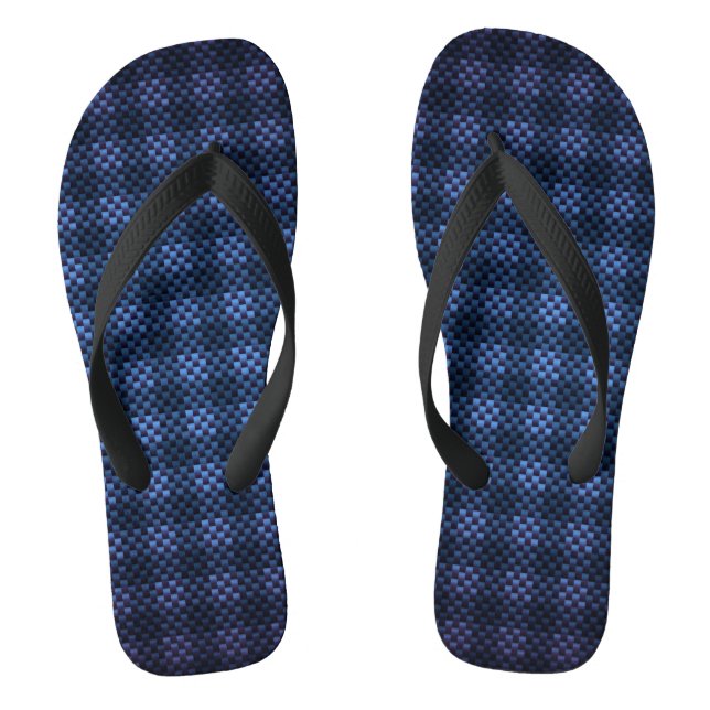 Navy blue chequered carbon fibre patterned jandals (Footbed)
