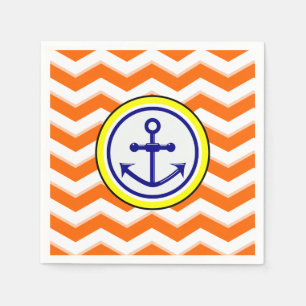Navy Blue Chevron Anchor Narrow Black Roundel Napkin