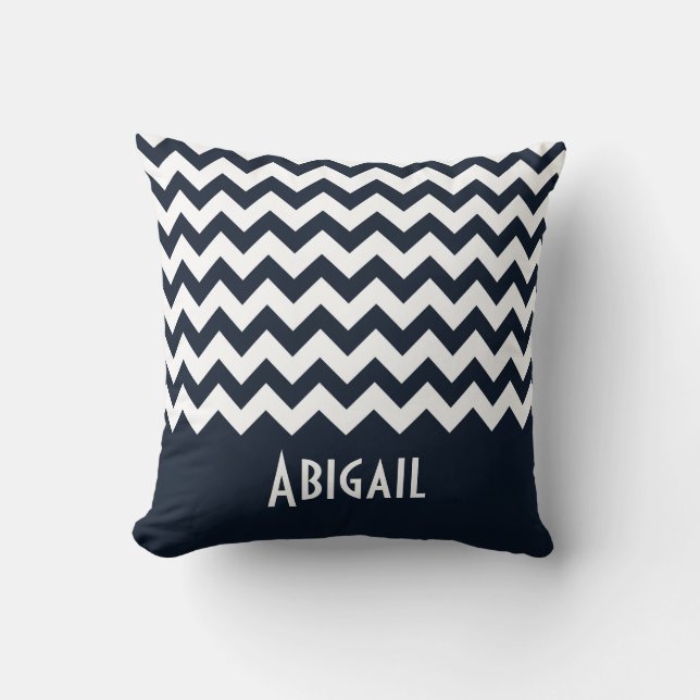 Navy Blue Chevron Cushion (Front)