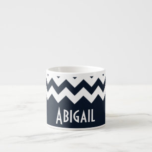 Navy Blue Chevron Espresso Cup