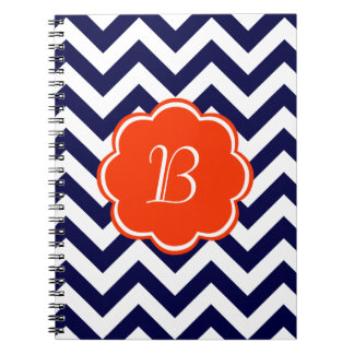 Navy Blue Chevron Monogram Spiral Notebook