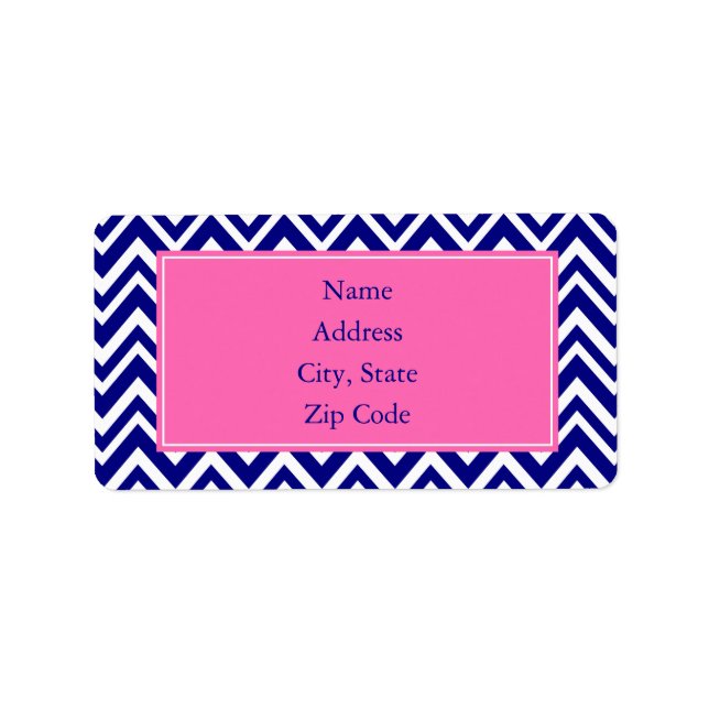 Navy Blue Chevron Pattern with Hot Pink Label (Front)