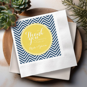 Navy Blue Chevrons with Custom Yellow Monogram Napkin