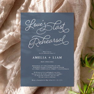Navy blue chic Love last rehearsal dinner Invitation