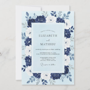 Navy Blue Chilly Winter Wedding Invitation