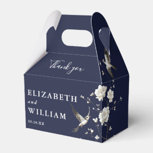 Navy Blue Chinoiserie Floral Wedding Thank You Favour Box