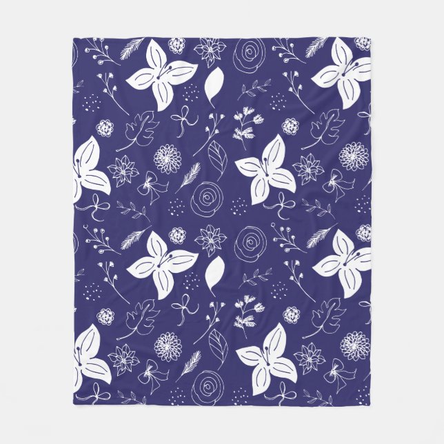 Navy Blue Christmas  Fleece Blanket (Front)