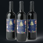 Navy Blue Christmas Santa Elf Snowman Gingerbread<br><div class="desc">Festive Christmas Wine Bottle Labels.  Double Sided.  Personalise them with your own wording.  
(c) Somerset Fine Paperie</div>