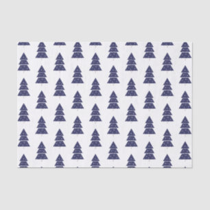 Navy Blue Christmas Tree With Snowflakes Pattern Tissue Paper
