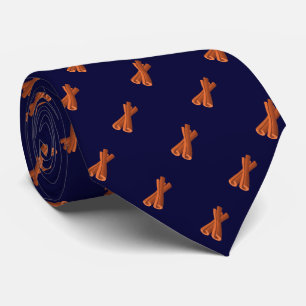 Navy Blue Cinnamon Stick Seamless Pattern Tie