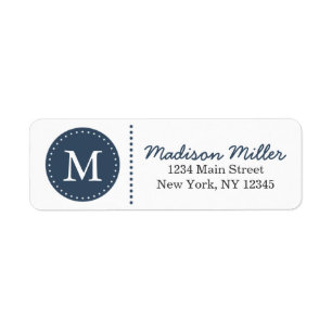 Navy Blue Circle Dots Custom Monogram