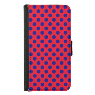 Navy Blue Circle Geometric Design on Red Samsung Galaxy S5 Wallet Case