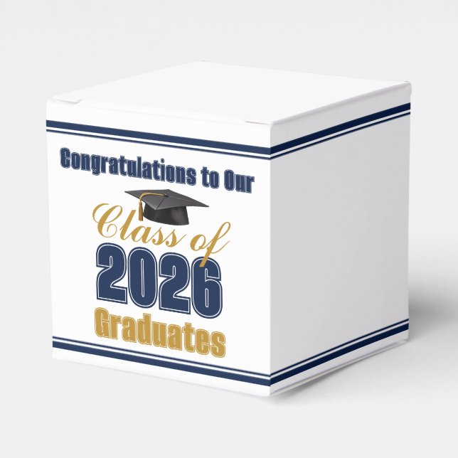 Navy Blue Class of 2026 Graduation Party Small Favour Box (Front Side)