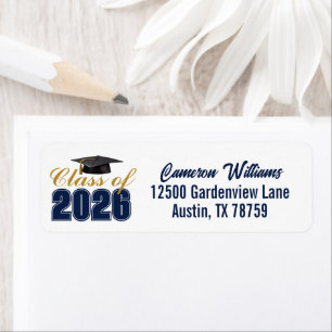 Navy Blue Class of 2026 Graduation Return Address