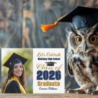 Navy Blue Class of 2026 Photo Graduation Party