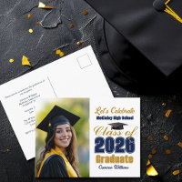Navy Blue Class of 2026 Photo Graduation Party