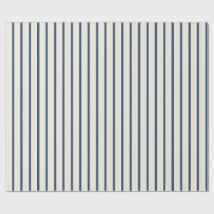 Navy Blue Classic Christmas Ticking Stripe Wrapping Paper