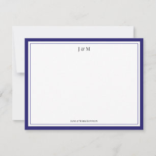 Navy Blue Classic Custom Couple Monogram  Card