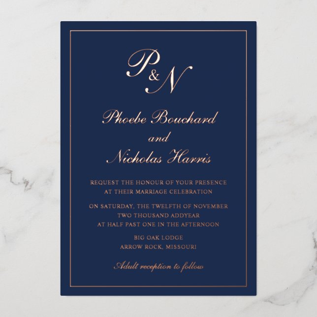Navy Blue Classic Elegant Wedding (Front)