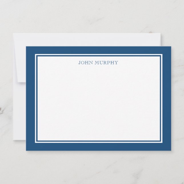 Navy Blue Classic Frame Thank you Flat Note Card (Front)