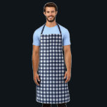 Navy Blue Classic Gingham Check Plaid Apron<br><div class="desc">Modern summer trend,  picnic gingham plaid tartan pattern in navy blue and white colours.</div>