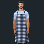 Navy Blue Classic Gingham Check Plaid Apron<br><div class="desc">Modern summer trend,  picnic gingham plaid tartan pattern in navy blue and white colours.</div>