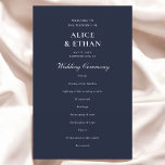 Navy Blue Classic Minimalist Wedding Program<br><div class="desc">Add a touch of refined elegance to your special day with our Navy Blue Wedding Program Card. On the front, showcase the couple's name and a detailed wedding ceremony itinerary, ensuring your guests stay engaged through each precious moment. The back honours your wedding party members, and includes a space to...</div>